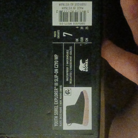 Sorel Explorer III Black and Mauve Slip-On Boots - Picture 5 of 12